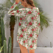 Cargar imagen en el visor de la galería, Vestido cuello redondo dobladillo irregular manga larga para mujer NZ013 Personalizado con Impresión Completa de una imagen con Foto Logo Patrón Texto