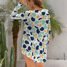 Cargar imagen en el visor de la galería, Vestido dobladillo irregular manga larga para mujer NZ013 Personalizado con Impresión Completa de múltiples imágenes con Foto Logo Patrón Texto