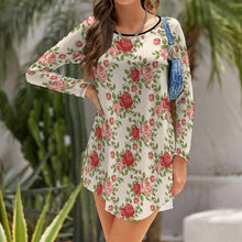 Cargar imagen en el visor de la galería, Vestido cuello redondo dobladillo irregular manga larga para mujer NZ013 Personalizado con Impresión Completa de una imagen con Foto Logo Patrón Texto