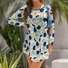 Cargar imagen en el visor de la galería, Vestido dobladillo irregular manga larga para mujer NZ013 Personalizado con Impresión Completa de múltiples imágenes con Foto Logo Patrón Texto