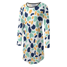 Cargar imagen en el visor de la galería, Vestido dobladillo irregular manga larga para mujer NZ013 Personalizado con Impresión Completa de múltiples imágenes con Foto Logo Patrón Texto