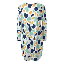 Cargar imagen en el visor de la galería, Vestido dobladillo irregular manga larga para mujer NZ013 Personalizado con Impresión Completa de múltiples imágenes con Foto Logo Patrón Texto