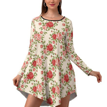 Cargar imagen en el visor de la galería, Vestido cuello redondo dobladillo irregular manga larga para mujer NZ013 Personalizado con Impresión Completa de una imagen con Foto Logo Patrón Texto