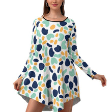 Cargar imagen en el visor de la galería, Vestido dobladillo irregular manga larga para mujer NZ013 Personalizado con Impresión Completa de múltiples imágenes con Foto Logo Patrón Texto