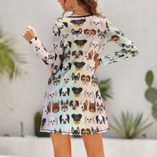 Cargar imagen en el visor de la galería, Vestido Estampado con Impresión Completa Cuello Redondo de Manga Larga para mujer NZ015 Personalizado de una imagen con Foto Logo Patrón Texto