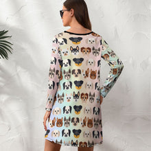 Cargar imagen en el visor de la galería, Vestido Estampado con Impresión Completa Cuello Redondo de Manga Larga para mujer NZ015 Personalizado de una imagen con Foto Logo Patrón Texto