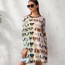 Cargar imagen en el visor de la galería, Vestido Estampado con Impresión Completa Cuello Redondo de Manga Larga para mujer NZ015 Personalizado de una imagen con Foto Logo Patrón Texto