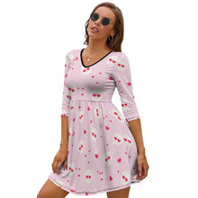 Cargar imagen en el visor de la galería, Vestido Casual de Manga Media Cintura Alta de Moda para Mujer NZ029 Personalizado con Impresión Completa de una imagen con Foto Logo Patrón Texto
