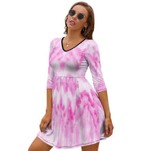 Cargar imagen en el visor de la galería, Vestido Suelto de Cintura Alta Manga Media Moderno para Mujer NZ029 Personalizado con Impresión Completa de múltiples imágenes con Foto Logo Patrón Texto