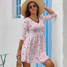 Cargar imagen en el visor de la galería, Vestido Casual de Manga Media Cintura Alta de Moda para Mujer NZ029 Personalizado con Impresión Completa de una imagen con Foto Logo Patrón Texto