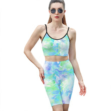 Cargar imagen en el visor de la galería, Traje Casual de dos piezas Crop Top Sexy Camiseta sin Mangas con Pantalones Cortos para mujer Y07 Personalizado con Impresión Completa con Foto Logo Patrón Texto