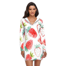 Cargar imagen en el visor de la galería, Ropa de casa de una pieza holgada Vestido Pijama con capucha para mujer QZ6056 Personalizada con Impresión Completa de múltiples imágenes con Foto Logo Patrón Texto