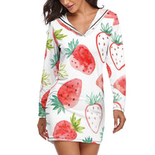 Cargar imagen en el visor de la galería, Ropa de casa de una pieza holgada Vestido Pijama con capucha para mujer QZ6056 Personalizada con Impresión Completa de múltiples imágenes con Foto Logo Patrón Texto