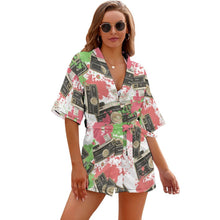 Cargar imagen en el visor de la galería, Bata Kimono Corta Pijama Ropa de Dormir Suave para Mujer JJ1210 Personalizada con Impresión Completa de múltiples imágenes con Foto Logo Patrón Texto