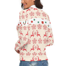 Cargar imagen en el visor de la galería, Jersey Suéter Holgado Básico de Cuello Alto para Mujer MY01 Personalizado con Impresión Completa de múltiples imágenes con Foto Logo Patrón Texto