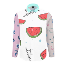 Cargar imagen en el visor de la galería, Camisa Solapa con Bontones Manga Larga para Hombres 3M38 Personalizada con Impresión Completa de múltiples imágenes con Foto Logo Patrón Texto