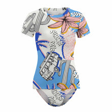 Cargar imagen en el visor de la galería, Bañador Traje de baño de una pieza con manga corta para Mujer FT5115 Personalizado con Foto Logo Patrón Texto