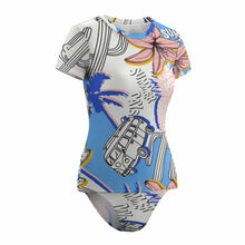 Cargar imagen en el visor de la galería, Bañador Traje de baño de una pieza con manga corta para Mujer FT5115 Personalizado con Foto Logo Patrón Texto