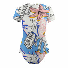 Cargar imagen en el visor de la galería, Bañador Traje de baño de una pieza con manga corta para Mujer FT5115 Personalizado con Foto Logo Patrón Texto