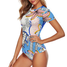 Cargar imagen en el visor de la galería, Bañador Traje de baño de una pieza con manga corta para Mujer FT5115 Personalizado con Foto Logo Patrón Texto