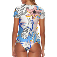 Cargar imagen en el visor de la galería, Bañador Traje de baño de una pieza con manga corta para Mujer FT5115 Personalizado con Foto Logo Patrón Texto