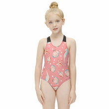 Cargar imagen en el visor de la galería, Bañador de Una Pieza con Estampado de Concha Correas Cruzadas para Niñas NT018 Personalizado con Foto Logo Patrón Texto