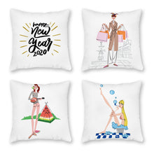 Cargar imagen en el visor de la galería, Funda de Cojín de Lona con Impresión a Una Cara (4 Piezas / Paquete) de Diseño Personalizado con Tus Fotos o Textos