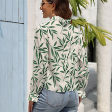 Cargar imagen en el visor de la galería, Camisa con Farol Linda Blusa Manga Larga Abullonada de Moda para Mujer GS Personalizada con Impresión Completa de múltiples imágenes con Foto Logo Patrón Texto