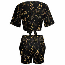 Cargar imagen en el visor de la galería, Camiseta corta pantalones cortos conjunto con lazo sexy para mujer GTZ Personalizada con Impresión Completa de una imagen con Foto Logo Patrón Texto