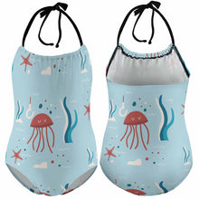Cargar imagen en el visor de la galería, Bañador de Una Pieza con Tirantes para Niña NT017 Personalizado con Foto Logo Patrón Texto