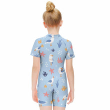 Cargar imagen en el visor de la galería, Bañador / Traje de Baño de Surfing de Una Pieza con Cremallera para Niñas NT001 Personalizado con Foto Logo Patrón Texto