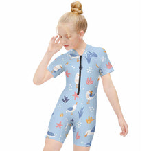 Cargar imagen en el visor de la galería, Bañador / Traje de Baño de Surfing de Una Pieza con Cremallera para Niñas NT001 Personalizado con Foto Logo Patrón Texto