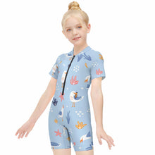 Cargar imagen en el visor de la galería, Bañador / Traje de Baño de Surfing de Una Pieza con Cremallera para Niñas NT001 Personalizado con Foto Logo Patrón Texto