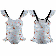 Cargar imagen en el visor de la galería, Bañador de Niña de Una Pieza con Volantes NT040 Personalizado con Impresión Completa con Foto Logo Patrón Texto