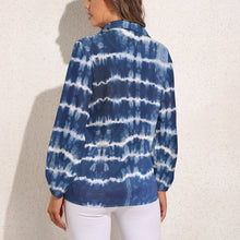 Cargar imagen en el visor de la galería, Camisa / Blusa vintage casual manga larga cuello en V con botones para mujer HS Personalizada con Impresión Completa de múltiples imágenes con Foto Logo Patrón Texto