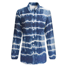 Cargar imagen en el visor de la galería, Camisa / Blusa vintage casual manga larga cuello en V con botones para mujer HS Personalizada con Impresión Completa de múltiples imágenes con Foto Logo Patrón Texto