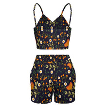Cargar imagen en el visor de la galería, Traje Crop Top Pantaones cortos sin mangas escote en V con tirantes para mujer HTZ Personalizado con Impresión Completa de múltiples imágenes con Foto Logo Patrón Texto
