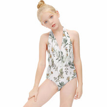 Cargar imagen en el visor de la galería, Bañador con Cuello Halter de Moda para Niñas NT044 Personalizado con Foto Logo Patrón Texto Impresión Completa