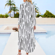 Cargar imagen en el visor de la galería, Vestido camisero manga larga cuello abotonado solapa para mujer JS Personalizado con Impresión Completa de múltiples imágenes con Foto Logo Patrón Texto