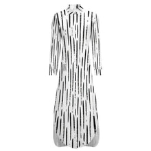 Cargar imagen en el visor de la galería, Vestido camisero manga larga cuello abotonado solapa para mujer JS Personalizado con Impresión Completa de múltiples imágenes con Foto Logo Patrón Texto