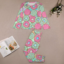 Cargar imagen en el visor de la galería, Pijama Traje largo cómodo casual con cuello redondo estamapdo para niñas JTZ Personalizado con Impresión Completa de múltiples imágenes con Foto Logo Patrón Texto