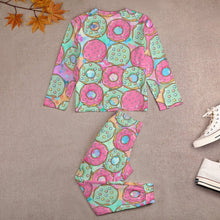 Cargar imagen en el visor de la galería, Pijama Traje largo cómodo casual con cuello redondo estamapdo para niñas JTZ Personalizado con Impresión Completa de múltiples imágenes con Foto Logo Patrón Texto