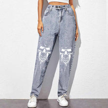 Cargar imagen en el visor de la galería, Jeans harem elásticos cintura alta 9037 personalizados con foto, texto o logo (Imagen única)