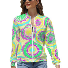 Cargar imagen en el visor de la galería, Chaqueta Manga Larga con Cremallera Casual Deportiva para Mujer LLJK Personalizada con Impresión Completa de múltiples imágenes con Foto Logo Patrón Texto