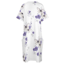 Cargar imagen en el visor de la galería, Vestido suelto con cuello en V bolsillo de moda para mujer LQ Personalizada con Impresión Completa de múltiples imágenes con Foto Logo Patrón Texto