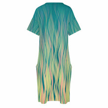 Cargar imagen en el visor de la galería, Vestido suelto con cuello en V bolsillo de moda para mujer LQ Personalizada con Impresión Completa de una imagen con Foto Logo Patrón Texto