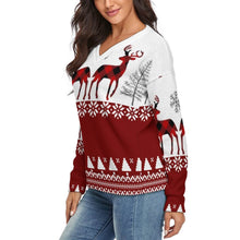 Cargar imagen en el visor de la galería, Suéter Jersey Suave con Cuello en V para Mujer MY02 con Diseño Personalizado con Impresión Completa de una imagen con Foto Logo Patrón Texto