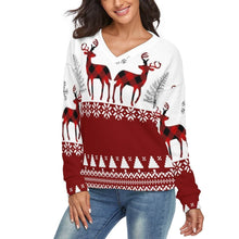 Cargar imagen en el visor de la galería, Suéter Jersey Suave con Cuello en V para Mujer MY02 con Diseño Personalizado con Impresión Completa de una imagen con Foto Logo Patrón Texto