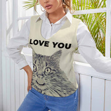 Cargar imagen en el visor de la galería, Chaleco de Punto Suéter Jersey sin Mangas cuello profundo V de Moda para mujer MY05 Personalizado con Impresión Completa de una imagen con Foto Logo Patrón Texto