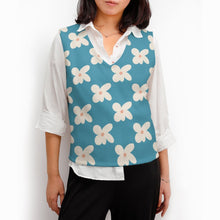 Cargar imagen en el visor de la galería, Chaleco de Punto Suéter Jersey sin Mangas cuello profundo V de Moda para mujer MY05 Personalizado con Impresión Completa de múltiples imágenes con Foto Logo Patrón Texto